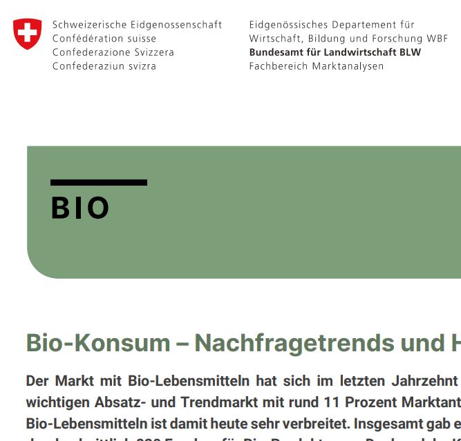 Bio Konsum in der Schweiz Nachfragetrend Bio Honig
