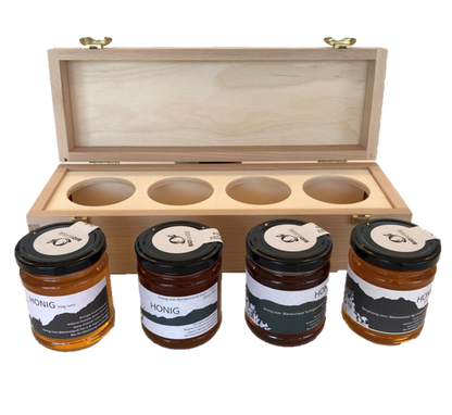 Geschenkbox mit 4 Bio-Honigsorten